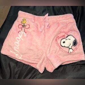 Snoopy Pink Plush Pajama Shorts XS | Peanuts Sleep Shorts w/ Pockets